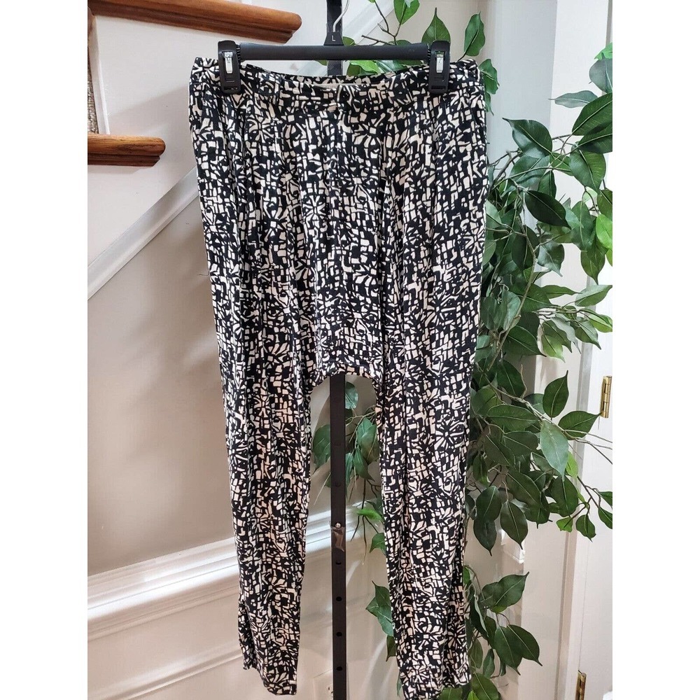 Rachel Roy Women Black & White Viscose Comfort Waist Harem Pant 4